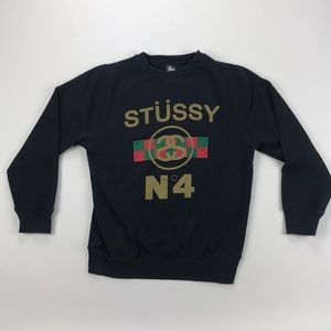 Stussy N4 Black Crewnecks Sweatshirt